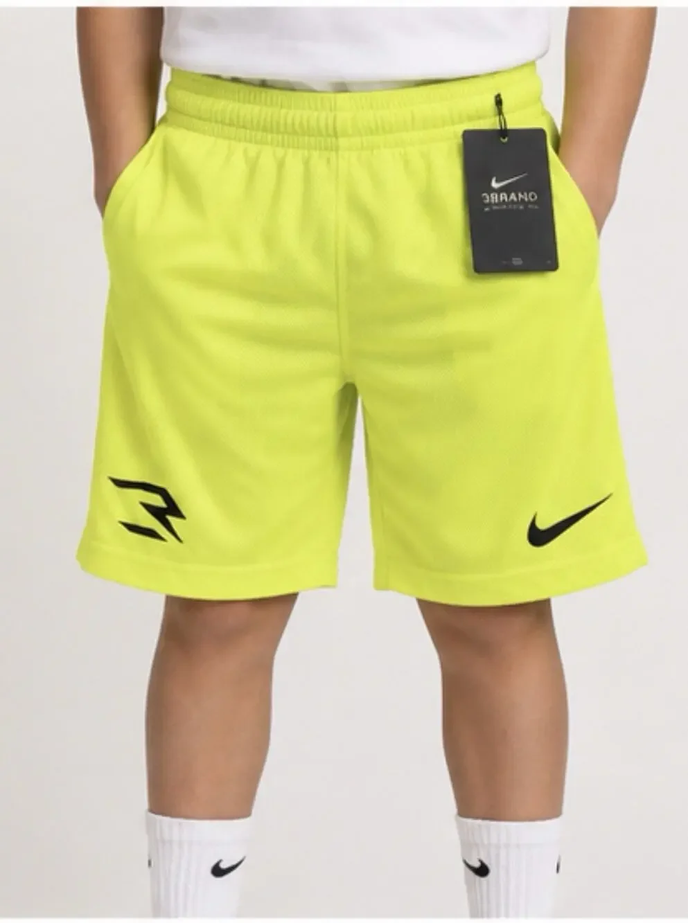Nike 3BRAND Russell Wilson Boys L Dri-FIT Mesh Shorts Volt Neon Large NWT